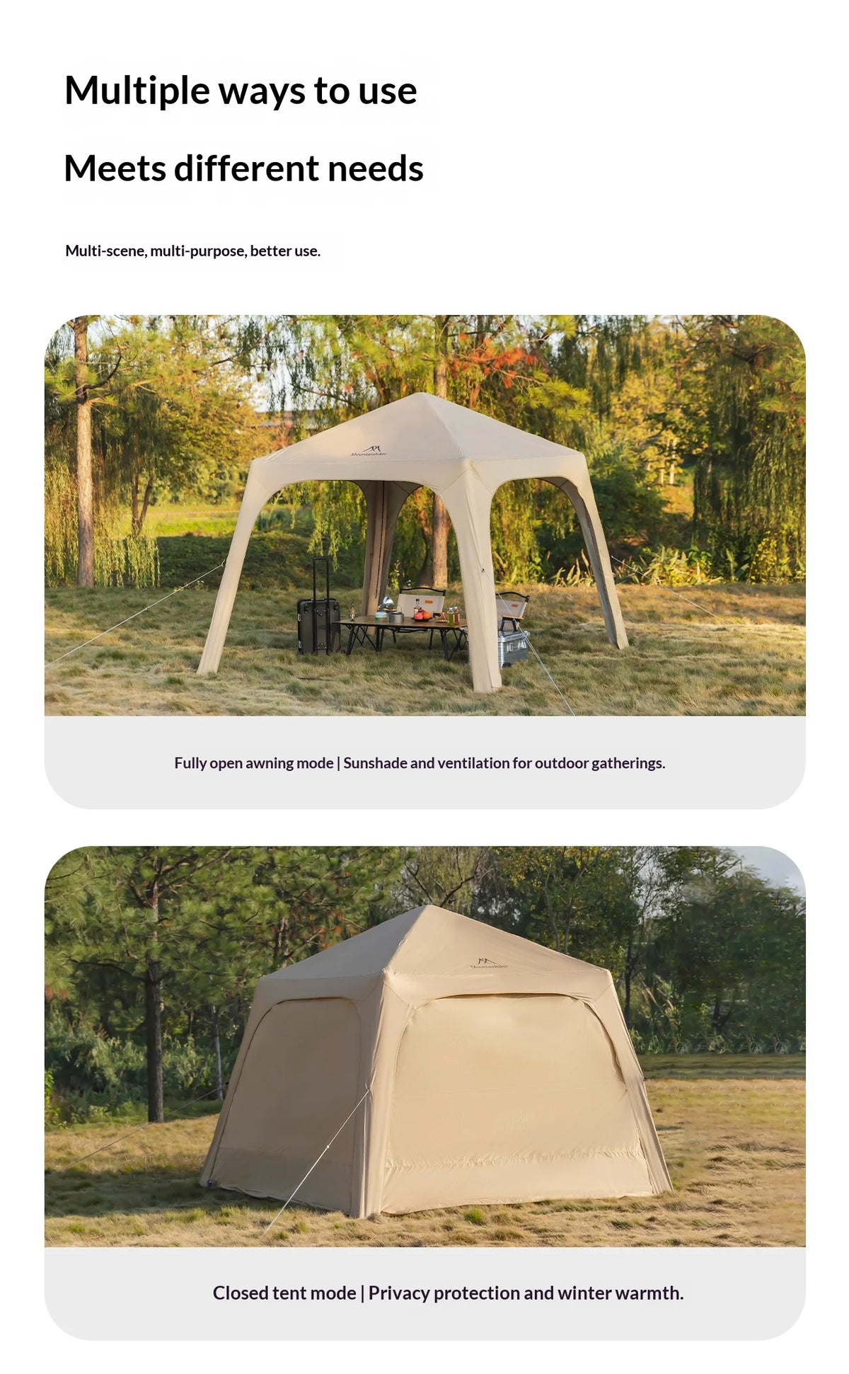 Tente dôme gonflable portable imperméable pour le camping en plein air Mountainhiker, grande capacité pour plusieurs personnes, auvent de parc, auvent de pique-nique