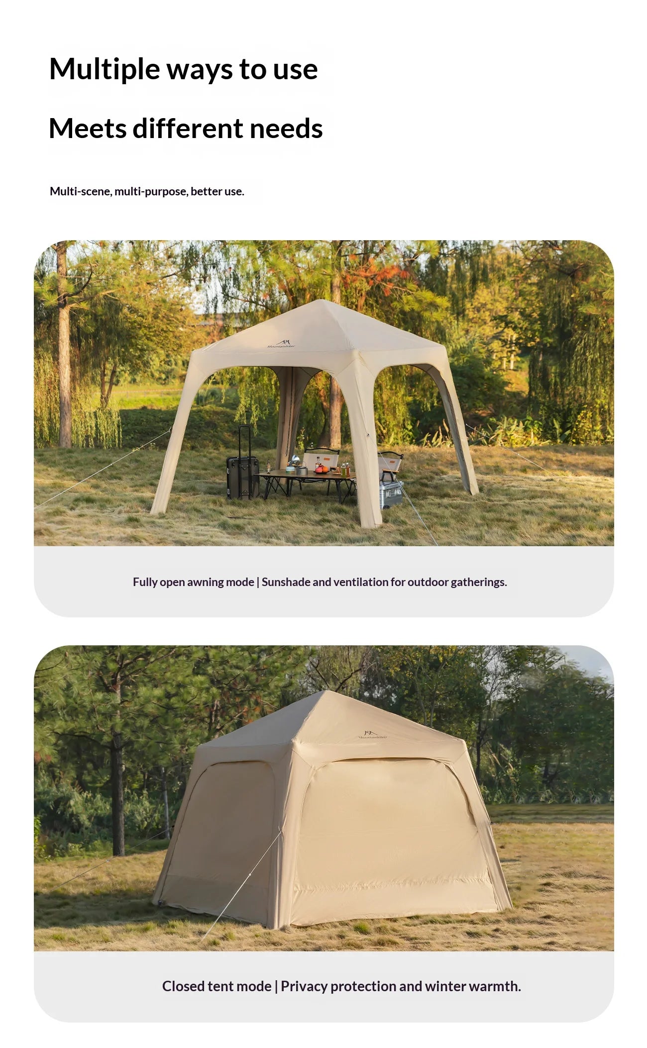 Tente dôme gonflable portable imperméable pour le camping en plein air Mountainhiker, grande capacité pour plusieurs personnes, auvent de parc, auvent de pique-nique
