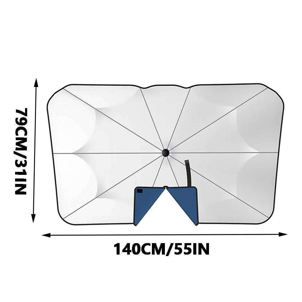 Pare-soleil de voiture à col en v, Parasol pour pare-brise avant, isolation thermique, 140x79CM, Protection solaire rétractable