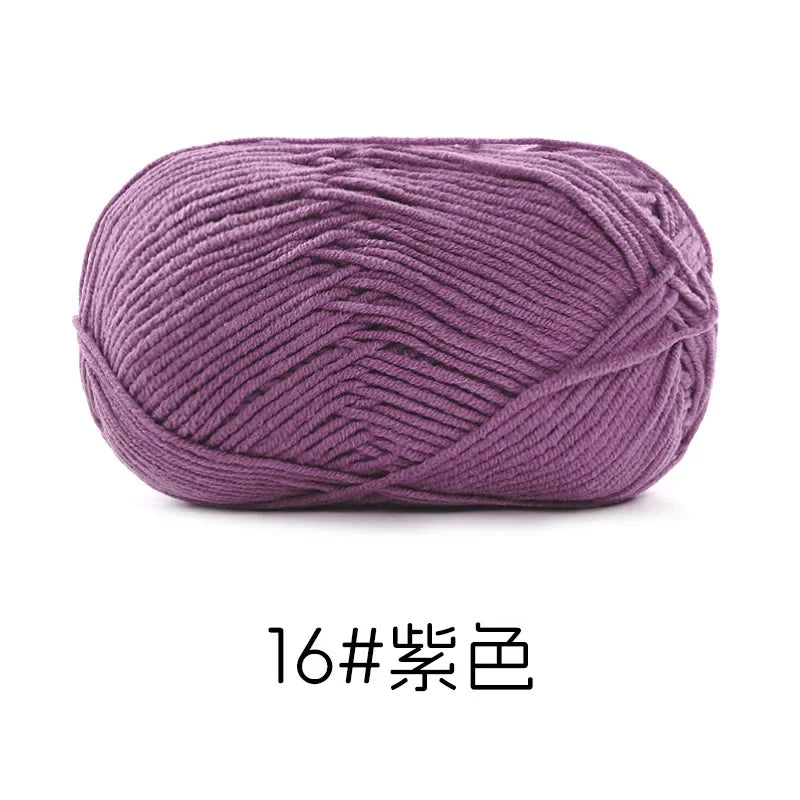 Pelote de Fil de Coton de Lait Peigné à 4 Brins, Laine Douce pour Crocheter et Tisser à la Main, 50g Chacun. 120M)