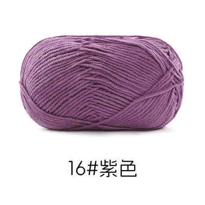 Pelote de Fil de Coton de Lait Peigné à 4 Brins, Laine Douce pour Crocheter et Tisser à la Main, 50g Chacun. 120M)