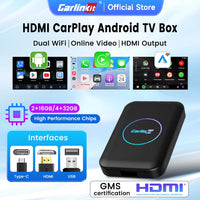 2026 CarlinKit HDMI Android Ai Box sans fil Carplay Android Auto pour Youtube Netflix IPTV 5 en 1 WIFI 5GHZ USB A Plug And Play