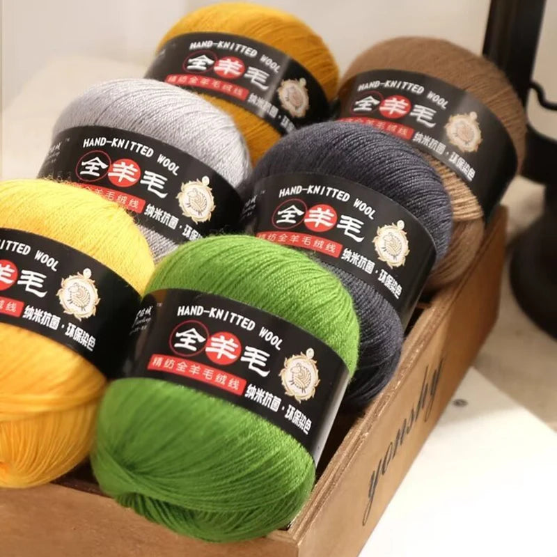 Rouleau de fil mérinos pur 100% laine, 50 g/rouleau, pour tricoter à la main, écharpe douce, pull, bricolage de poupée, matériel tissé
