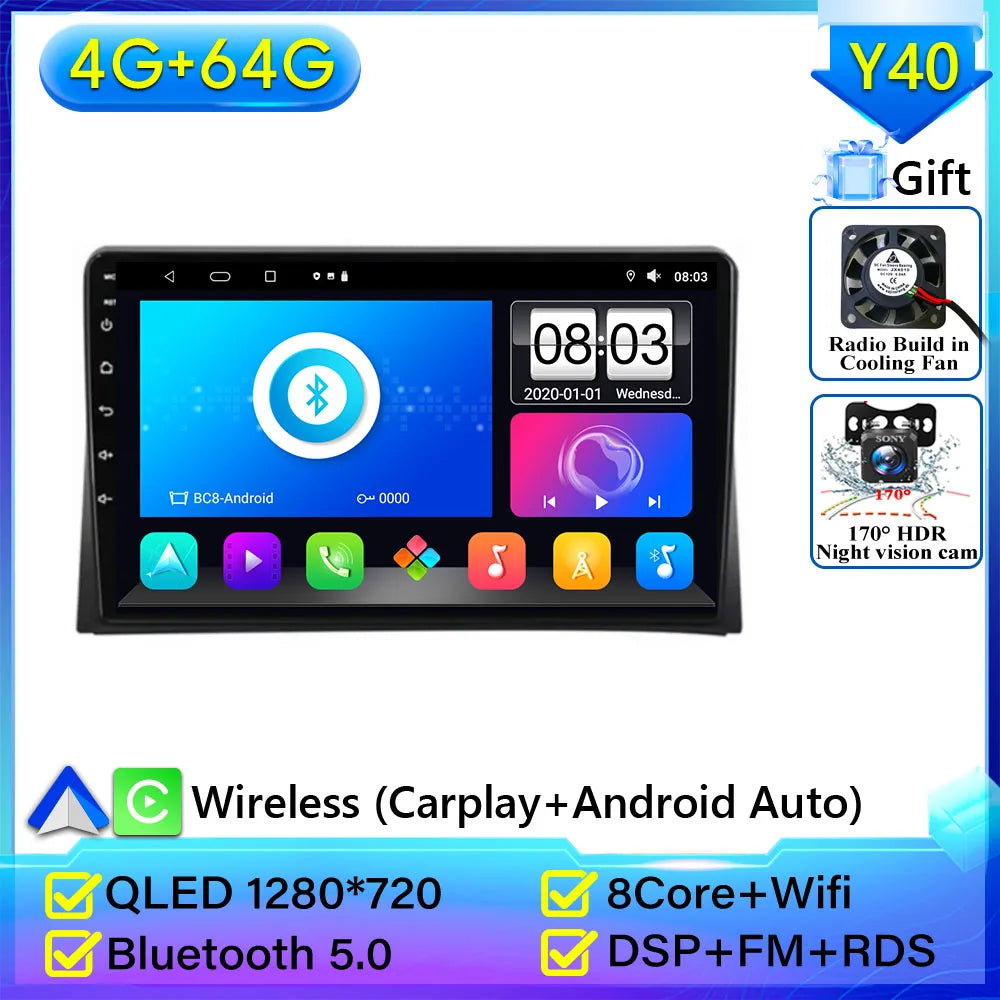 Pour Volkswagen Multivan T5 2003 2004 -2015 autoradio Carplay Navigation GPS Android Auto Android 15 affichage stéréo No 2din WiFi