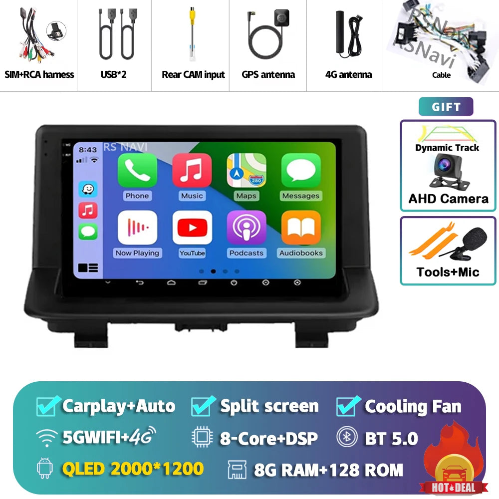 Android 15 sans fil CarPlay Auto autoradio pour Audi Q3 2012-2018 DSP lecteur vidéo multimédia GPS stéréo Autoradio unité principale WIFI