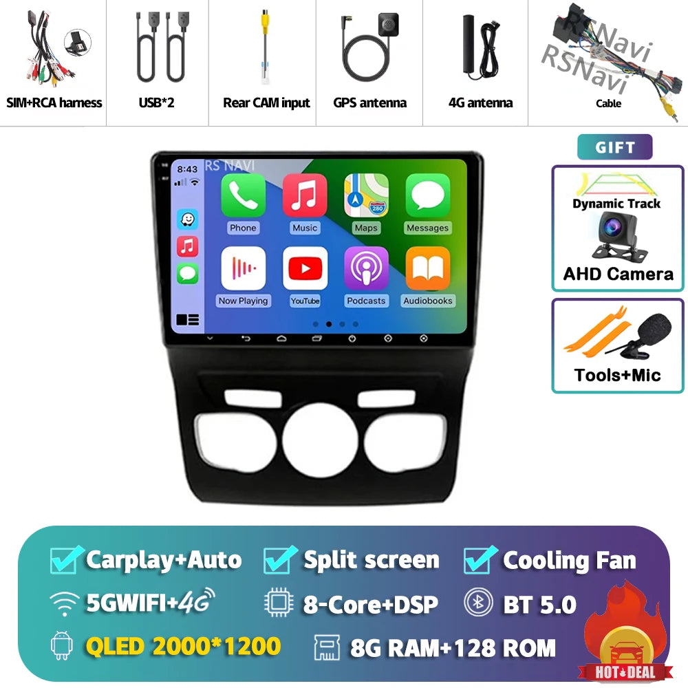Android 15 Carplay DSP WIF + 4G autoradio GPS lecteur multimédia pour citroën C4 C4L DS4 2013 2014 2015 2016 2017 caméra stéréo 360