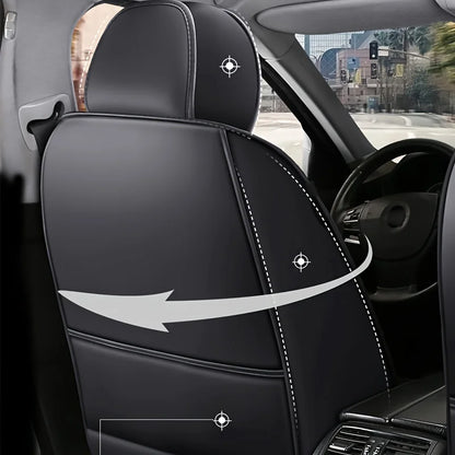 Housse de siège tout compris, coussin de siège de voiture entièrement en cuir, housse de siège de conducteur ou housse de siège de passager, coussin universel toutes saisons