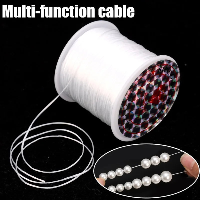 Fil de perles élastique rouge et blanc, pour bijoux, Bracelet, collier, bricolage, cordon de cristal, fils perlés, accessoires de couture, vente en gros