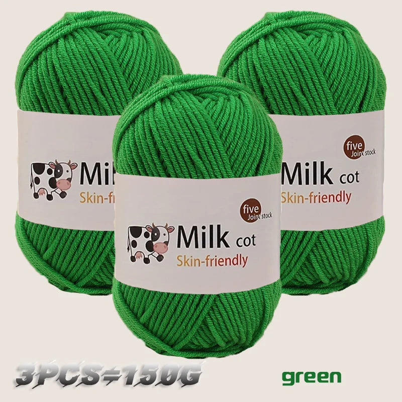 Fil de lait tissé à 5 brins, optique moyenne faite à la main, boule de fil, bricolage, beurre, pull, fleur, chapeau, écharpe, 150g