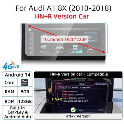 Android 14 Auto Radio CarPlay pour Audi A1 Q2 2010-2023 GPS voiture lecteur multimédia Navi stéréo DSP WIFI SIM BT IPS écran tactile