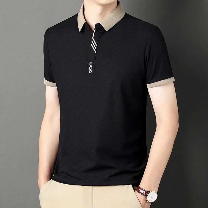 Polo à manches courtes pour hommes, couleur unie, décontracté, mode, haut d'été confortable pour les affaires et les loisirs