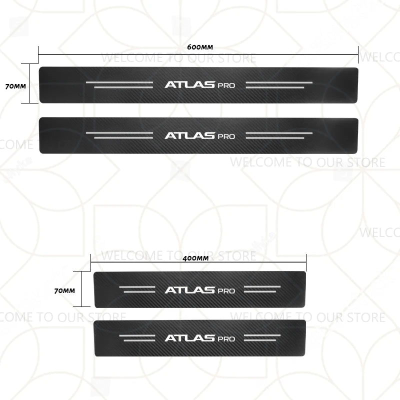 Autocollants de coffre en Fiber de carbone, 4/5 pièces, pour voiture Geely Zeekr LYNK & CO Azkarra Monjaro Atlas Pro Coolray Tugella, décor de seuil de porte