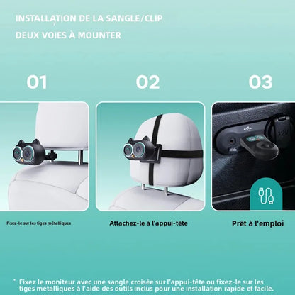 Ottocast Cabin Care Adaptateur Carplay sans fil Caméra de voiture pour bébé pour siège arrière 1080P 150 °   Moniteur de siège arrière à vision nocturne grand angle