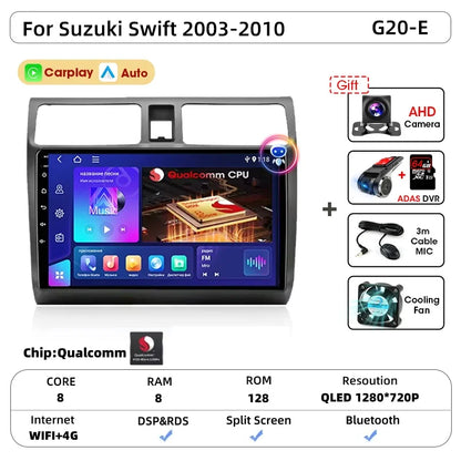 Srnubi autoradio pour Suzuki Swift 2003 2005 2006 2007 2008 2009 2010 sans fil Carplay Android Auto lecteur multimédia de voiture 2 Din