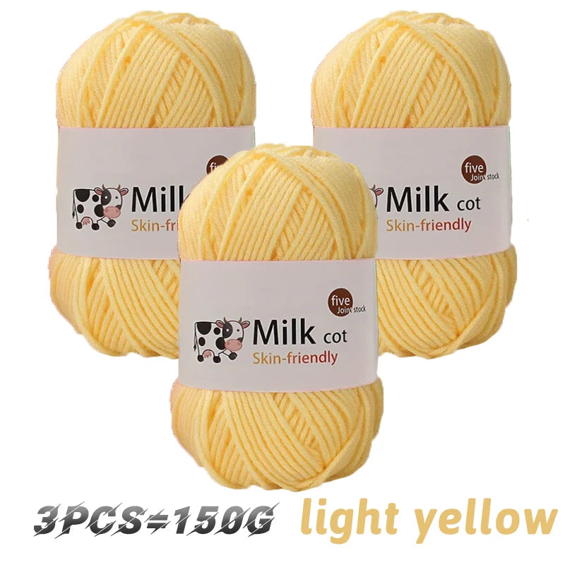 Boule de fil de lait faite à la main, aldéhyde moyen, fil de tissage bricolage, pulls à tricoter, chapeaux, écharpes et autres vêtements, 150g