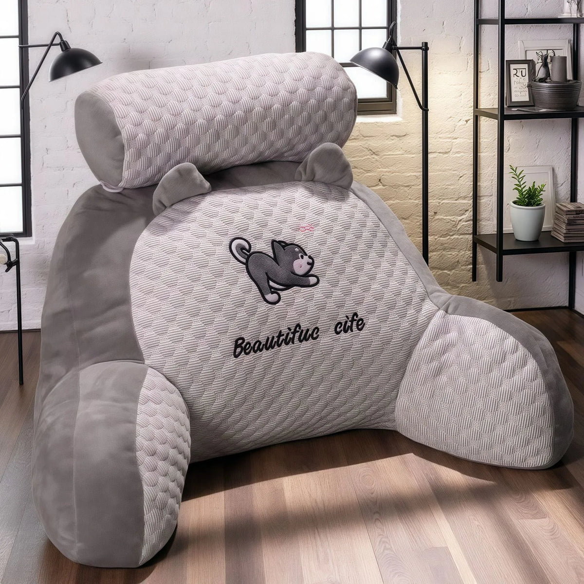 Oreiller de lecture réglable, coussin de soutien ergonomique pour le dos, pour lit/canapé/sol, Design respirant matelassé gris, 1 pièce
