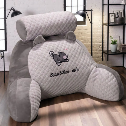 Oreiller de lecture réglable, coussin de soutien ergonomique pour le dos, pour lit/canapé/sol, Design respirant matelassé gris, 1 pièce