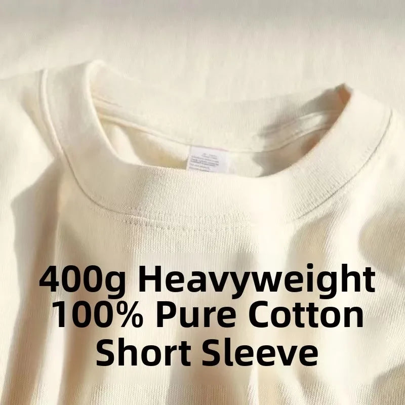 T-shirt à manches courtes en pur coton épais Tianqing couleur été coupe ample unisexe basique Sle confortable respirant décontracté...