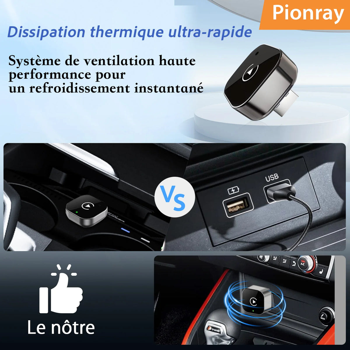 2026 Pionray 2 en 1 Adaptateur CarPlay / Android Auto Sans Fil - Connexion WiFi 5G Rapide - Plug and Play USB C