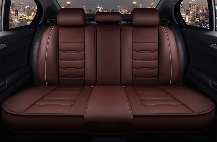Housse de siège de voiture universelle fendue, entièrement entourée, respirante, confortable, de luxe, en cuir, coussin de siège de voiture, housse de siège complète