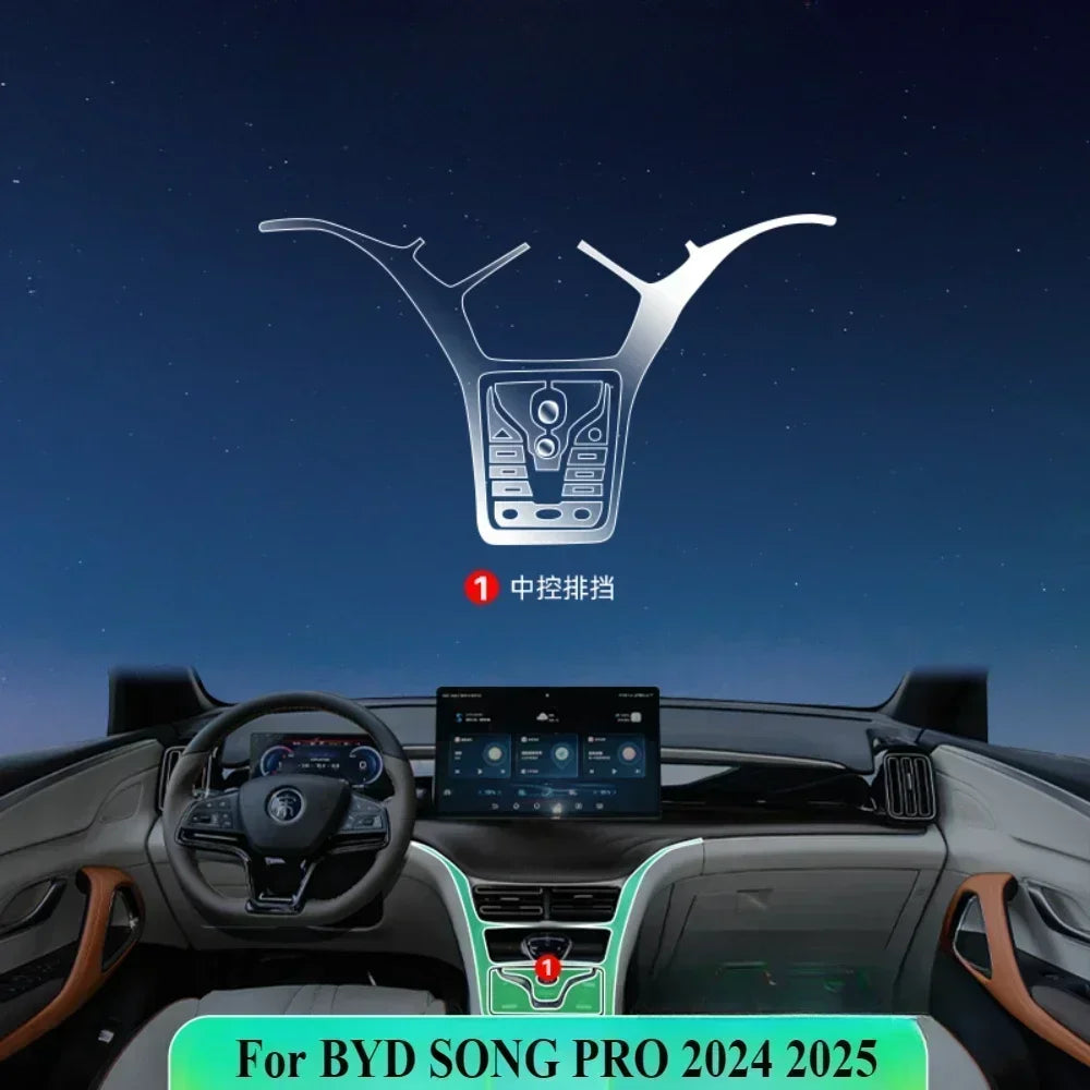 Film intérieur Transparent en TPU pour Console centrale de Navigation, autocollant de Protection PPF, accessoires pour BYD SONG PRO 2024 2025