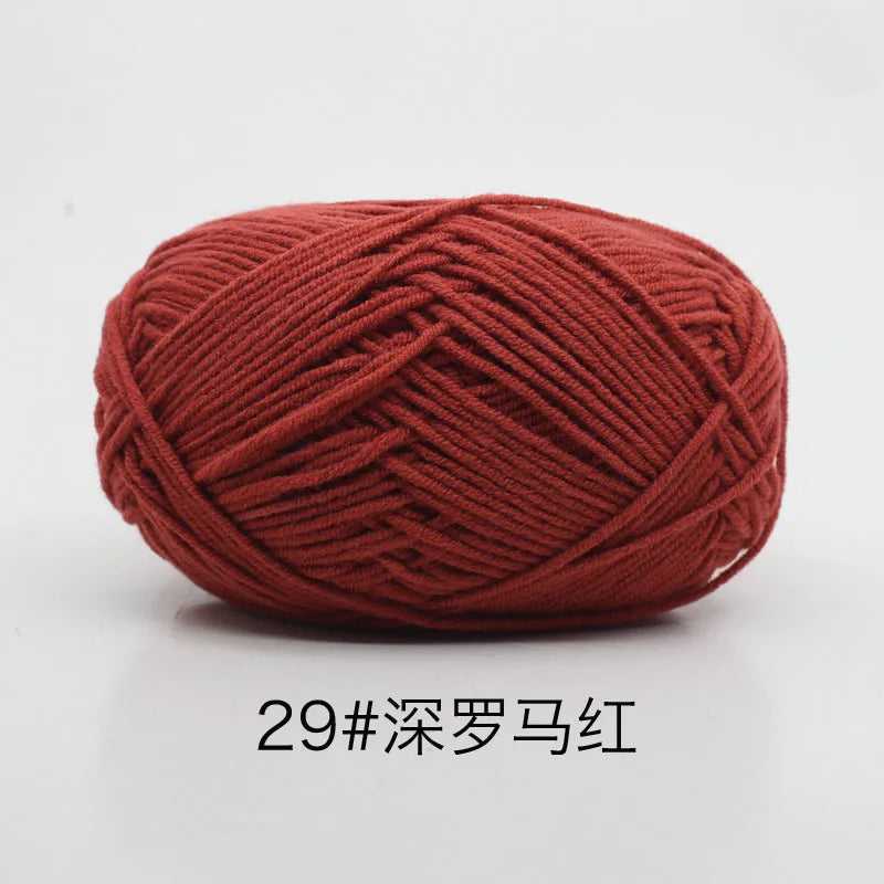40-50 جم/المجموعة خيوط قطنية حليبية 4 طبقات (80%) للحياكة، صبغة لانا لعمل الكروشيه اليدوي، سترة قبعة دمى بسعر منخفض