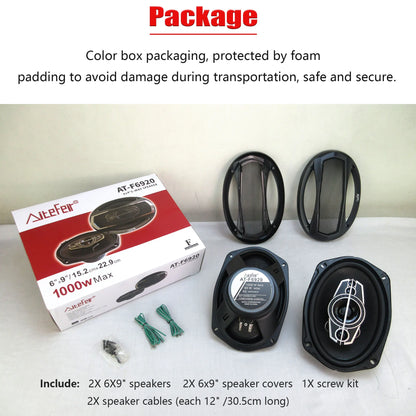 Haut-parleurs stéréo pour voiture, 6x9 pouces (2x100W) 2000W, 5 voies, connexion coaxiale Audio haute résolution, conception universelle encastrée avec contrôle par application