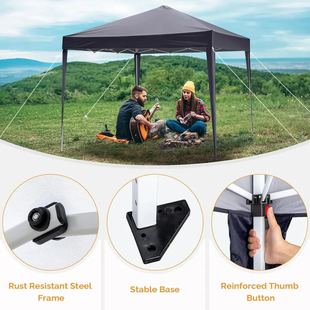 Tente pliante 10x10, portable pour extérieur, camping, patio, fêtes, gazebo EZ Up avec sac de transport (gris)