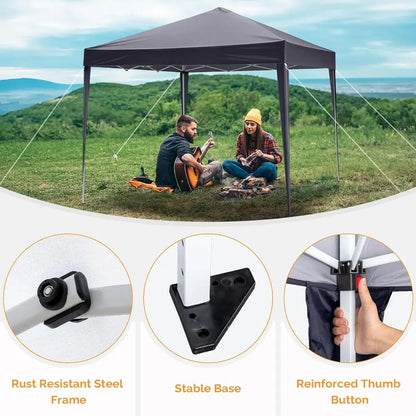 Tente pliante 10x10, portable pour extérieur, camping, patio, fêtes, gazebo EZ Up avec sac de transport (gris)