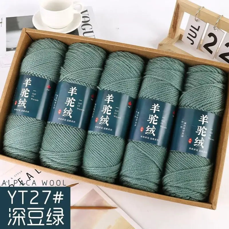 Fil de laine d'alpaga et cachemire, 500 g/ensemble, pour vêtements au Crochet, chapeaux, gants, moyennement épais, 3 plis, fil de laine tricoté à la main de haute qualité, gonflé