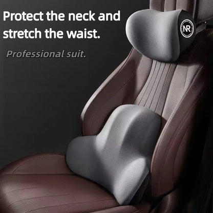 Ensemble de Support lombaire ergonomique pour appui-tête de voiture, coussin de Protection du cou en mousse à mémoire de forme, housse en peluche respirante, fournitures universelles pour véhicule