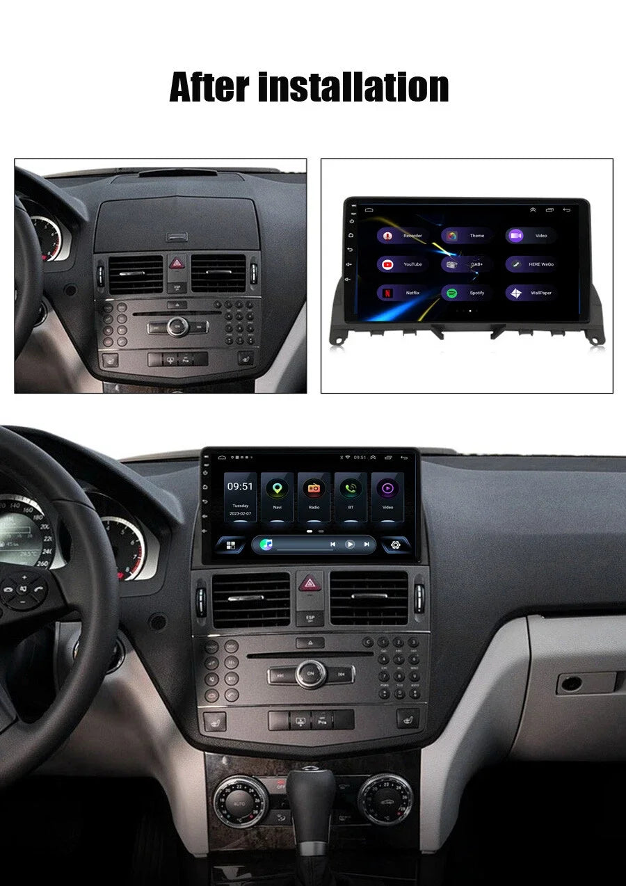 Pour Mercedes Benz classe C 3 W204 S204 2006 - 2011 Android 15 Carplay Auto autoradio multimédia lecteur vidéo Navigation GPS DSP