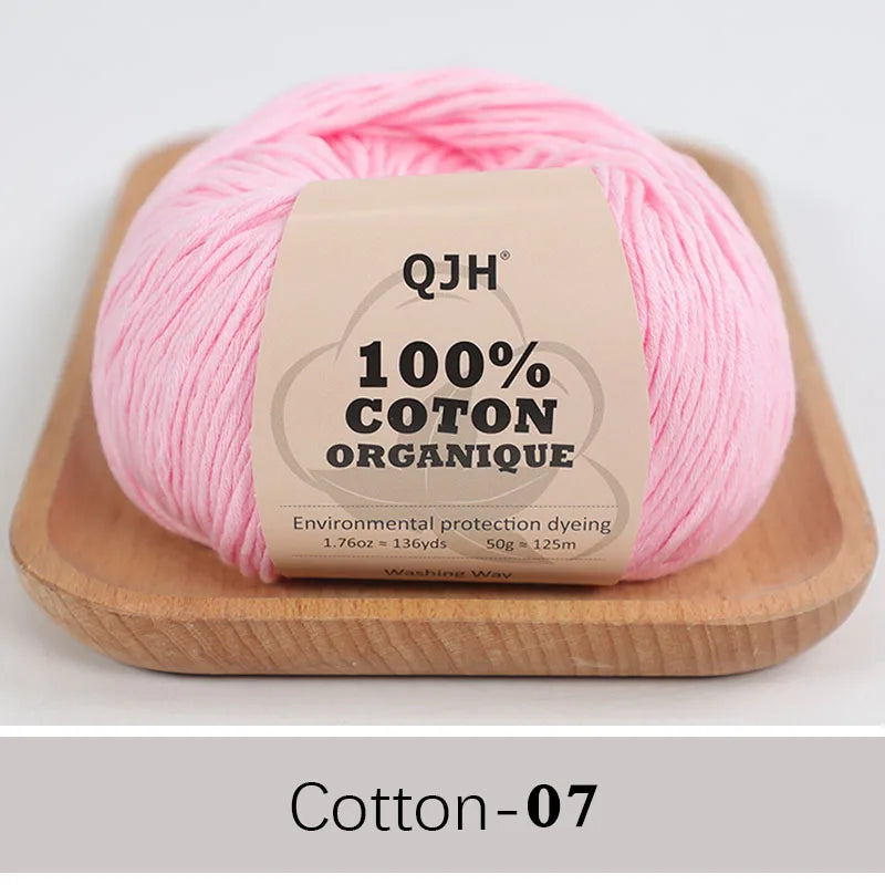 QJH 100% fil de coton, fil de poids de Sport pour bébé en coton, fil Amigurumi, fil doux d'été, fil au Crochet/à tricoter-6 pièces