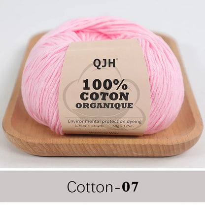 QJH 100% fil de coton, fil de poids de Sport pour bébé en coton, fil Amigurumi, fil doux d'été, fil au Crochet/à tricoter-6 pièces