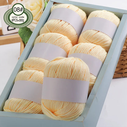 Fil de mélange de soie de luxe 6 pièces/ensemble, 50g chacun, fil à tricoter doux adapté aux pulls, couvertures et écharpes pour bébé, plusieurs couleurs