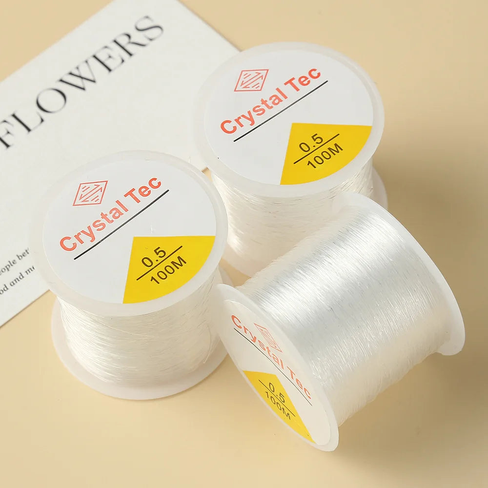 Cordon de Bracelet élastique Transparent, 2 pièces, pour la fabrication de bijoux et de colliers, pour fil à coudre