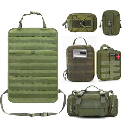 Organisateur de rangement suspendu tactique multifonction de haute qualité, 55x37CM, 600D, 6 pièces en 1, pour siège arrière de voiture