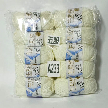 Fil de coton au lait de couleurs mélangées, 10 pièces, 500g, 5 plis, ensemble de fils au Crochet doux, fleurs tricotées à la main, fils peignés artisanaux au Crochet