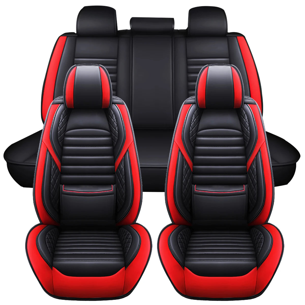 Pour 5 sièges housses de siège de voiture housse de siège en cuir PU housse de coussin de siège ensemble complet tapis de protection de siège avant arrière pour camions SUV