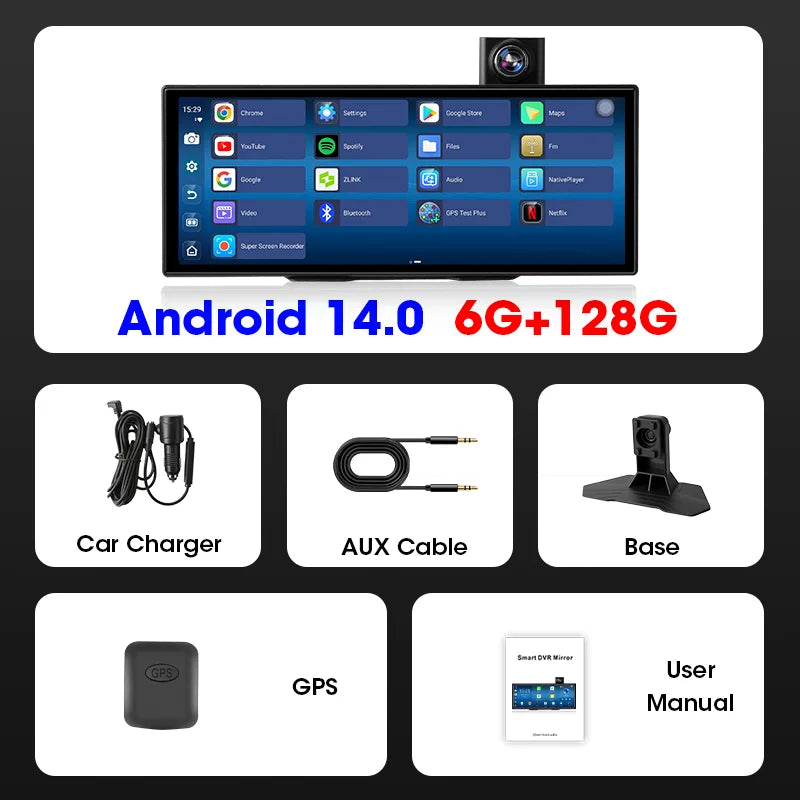 11.26 pouces universel Android 14 8 cœurs puce 6 + 128G Carplay autoradio GPS BT lecteur multimédia Central systèmes intelligents de voiture