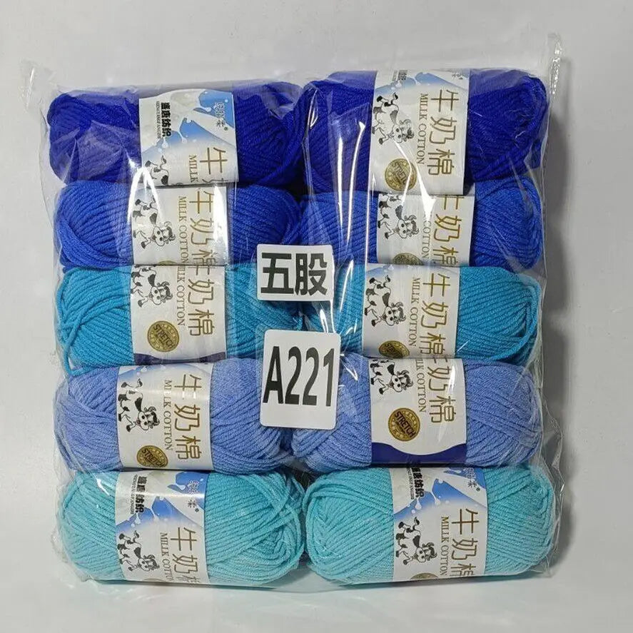Fil de coton au lait de couleurs mélangées, 10 pièces, 500g, 5 plis, ensemble de fils au Crochet doux, fleurs tricotées à la main, fils peignés artisanaux au Crochet