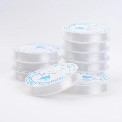 10 rouleaux de fil élastique transparent 0.4mm environ 15.85 yards(14.5m)/rouleau