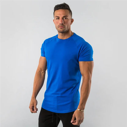 T-shirt hommes décontracté à manches courtes jogging musculaire musculation T-shirt mâle gymnase Fitness hauts T-shirt Streetwear coupe ajustée été T-shirt