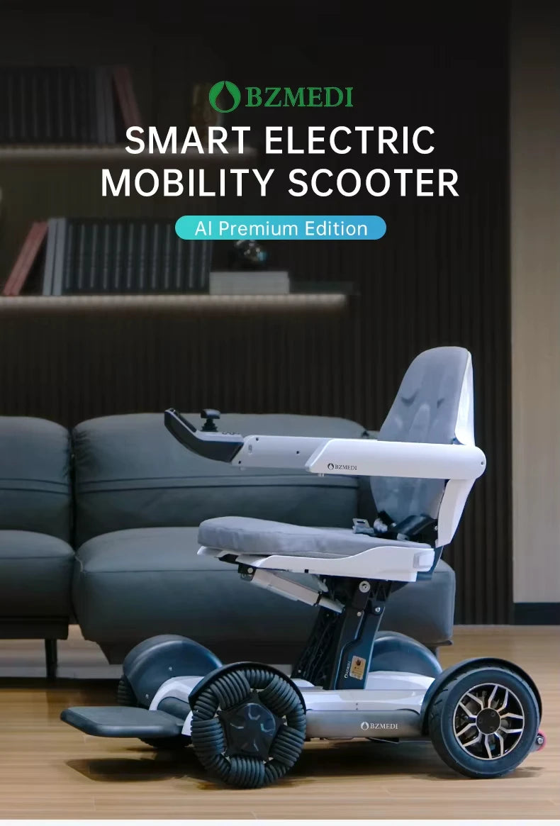 Fauteuil roulant électrique tout terrain pliant automatique Intelligent avec batterie amovible fauteuil roulant de contrôle sans fil pour le