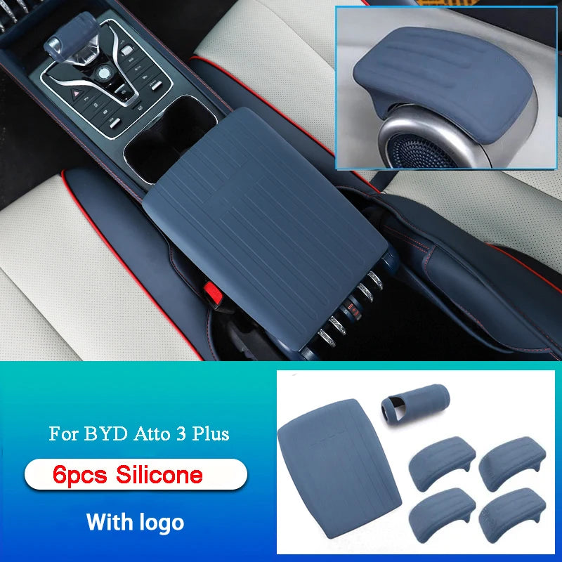 Couvercle de Protection en Silicone pour main courante de porte BYD Atto 3 Yuan Plus 2022 – 2023, boîte d'accoudoir de changement de vitesse, Protection intérieure de voiture