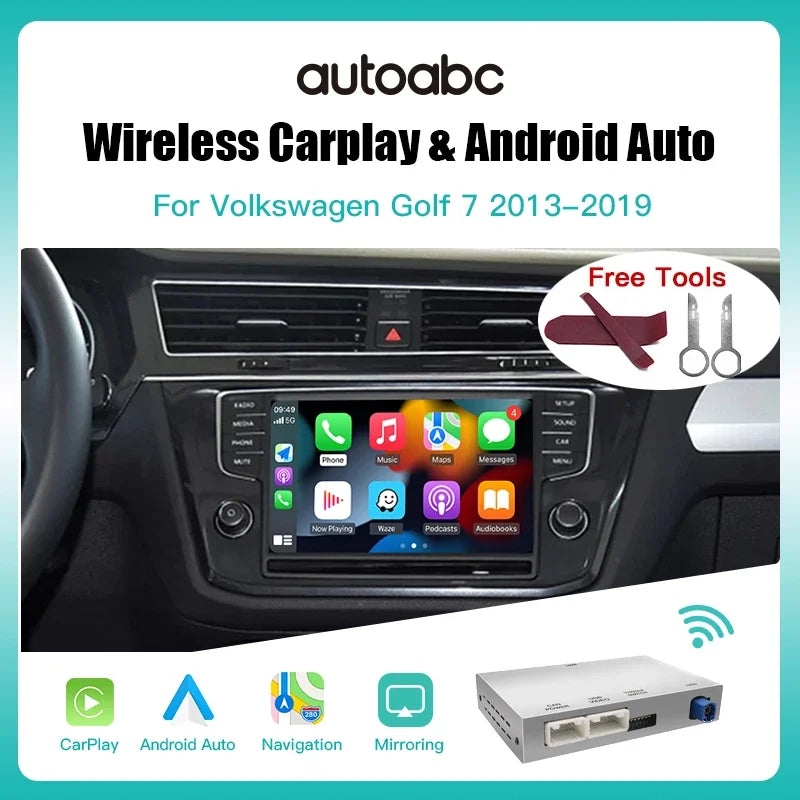 Carplay sans fil Android Auto pour Volkswagen Golf 7 avec système MIBI accessoire multimédia lien miroir caméras compatibles AirPlay