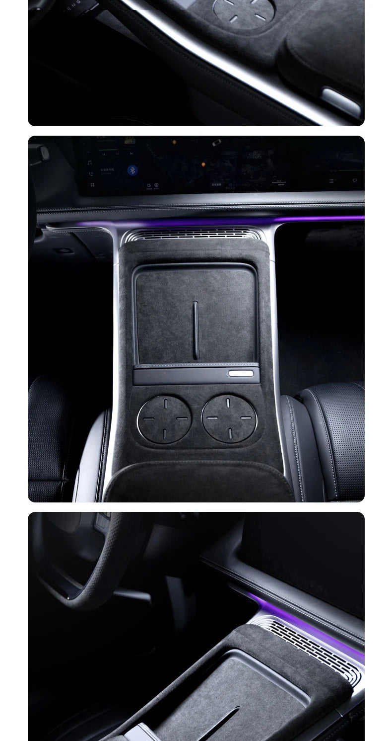 Alcantara Water Cup Pad pour XPeng G9, Central Control Storage Door Slot Pad, Antidérapant, Feuille décorative