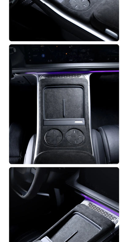 Alcantara Water Cup Pad pour XPeng G9, Central Control Storage Door Slot Pad, Antidérapant, Feuille décorative