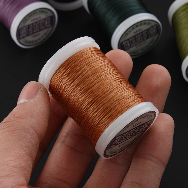 Fil à coudre rond ciré en Polyester, 0.4/0.5/0.6MM, accessoires de bricolage, artisanat du cuir, fil ciré, cordes enduites de cire, livraison directe