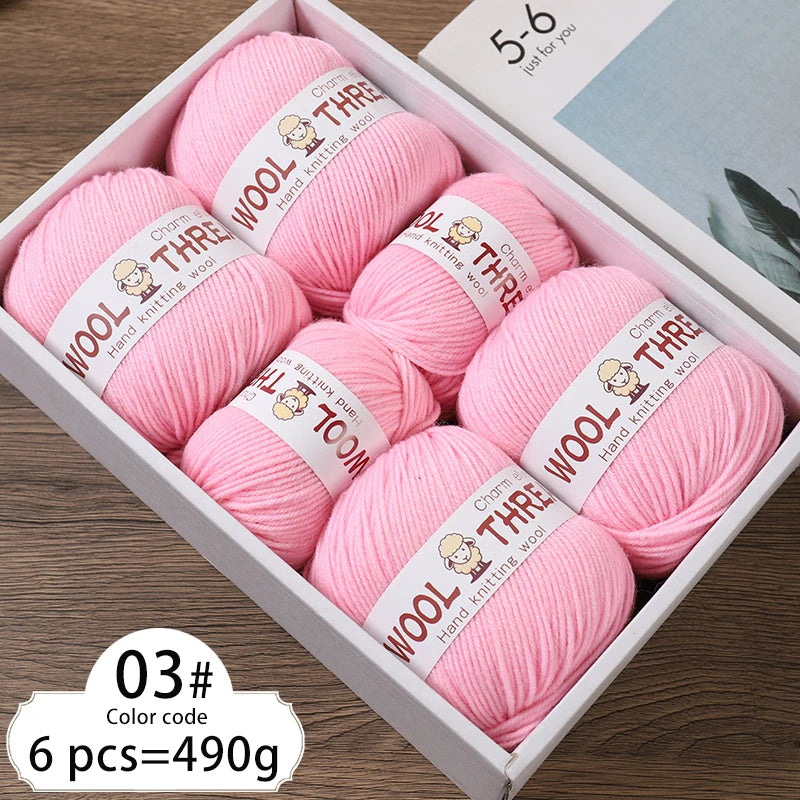 Fil de laine d'aldéhyde moyen, production de bricolage fin, tricoté à la main, pull chaud à la mode, écharpe et chapeau, boule de fil, 500g
